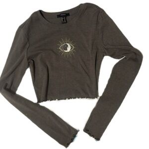 Forever 21 Gray Sun Graphic Crop Top